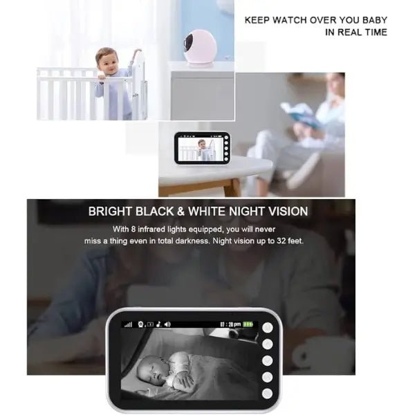 Baby Monitor PTZ - 360° Panoramic View - Wide - Angle Camera & Night Vision - ledoons