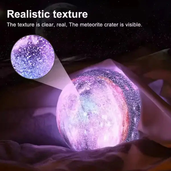 Galaxy Moon Lamp - 16 Colors, Rechargeable, Remote & Touch