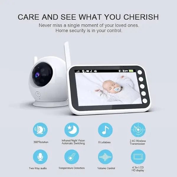 Baby Monitor PTZ - 360° Panoramic View - Wide - Angle Camera & Night Vision - ledoons