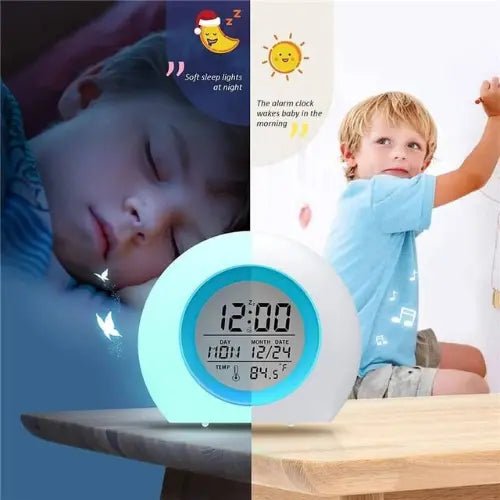 KidoClock - LED Digital Alarm Clock with Soft Night Light & Fun Features - ledoons