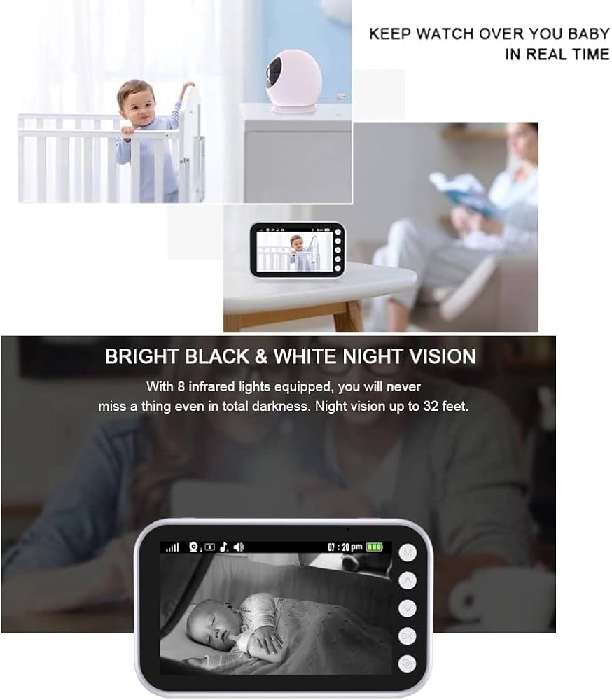 Baby Monitor PTZ - 360° Panoramic View - Wide-Angle Camera & Night Vision