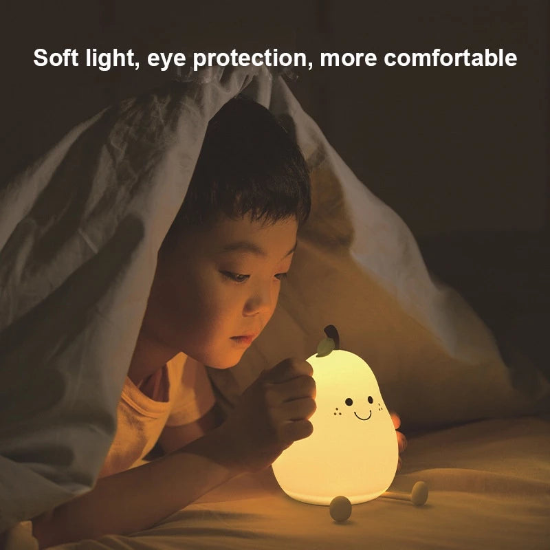 Pear-Shaped Rechargeable LED Night Light – Soft & Cute Design