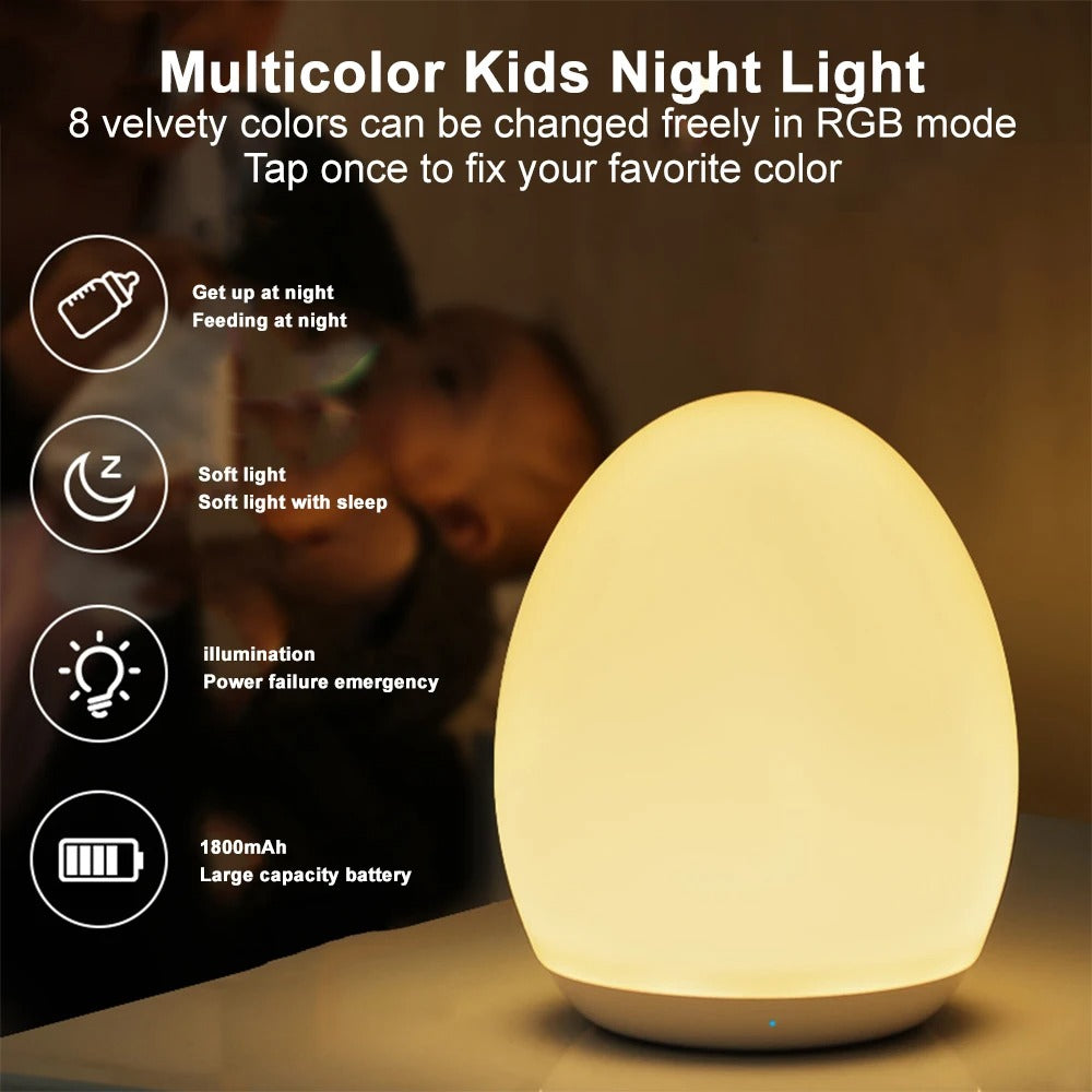 USB Rechargeable Egg Lamp - Soft LED Night Light for Babies