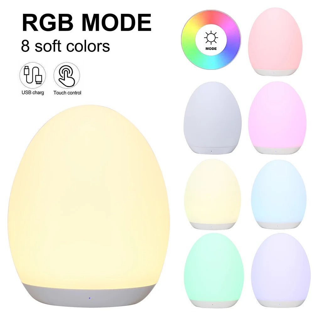 USB Rechargeable Egg Lamp - Soft LED Night Light for Babies